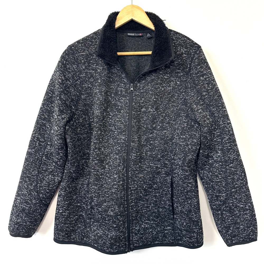 Swiss Tech Sherpa Lined Jacket Womens XL 16W Greystone Full Zip Cozy STOL47350